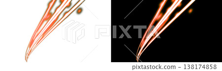 Abstract orange light streaks, transparent and black background materials 138174858