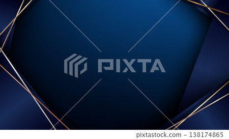 Dark blue and gold abstract background with luxury geometric layers and elegant golden lines for premium corporate branding and professional business 138174865