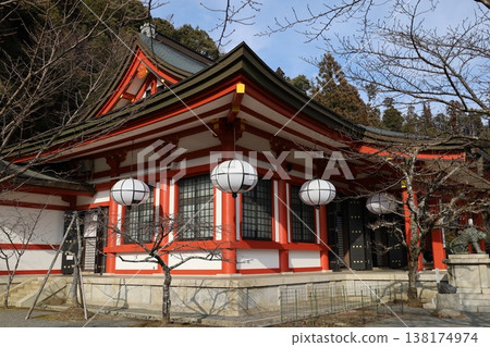 A view of the main hall (Kondo) within the grounds of Kurama-dera Temple in Kurama, Kyoto City. A view of the main hall (Kondo) within the grounds of Kurama-dera Temple in Kurama, Kyoto City. 138174974