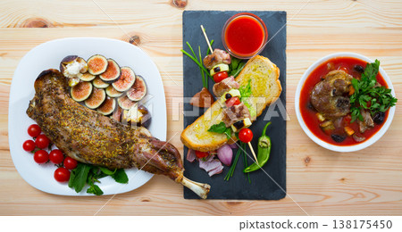 Set of assorted lamb dishes Set of assorted lamb dishes 138175450