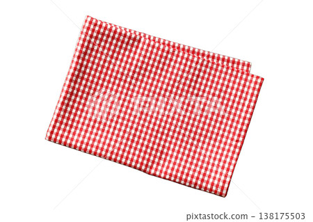 Red and white checkered tablecloth, isolated on white, PNG Red and white checkered tablecloth, isolated on white, PNG 138175503