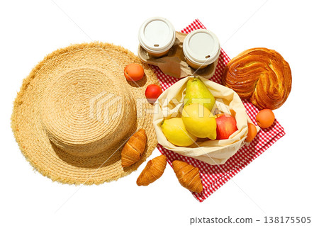 Vibrant fruits and pastries for a picnic, isolated on white, PNG Vibrant fruits and pastries for a picnic, isolated on white, PNG 138175505