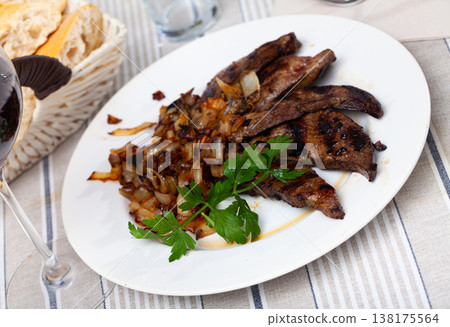 Pork liver fried with onion Pork liver fried with onion 138175564