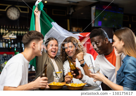 Italy sports fans supporting their favourite team in pub Italy sports fans supporting their favourite team in pub 138175617