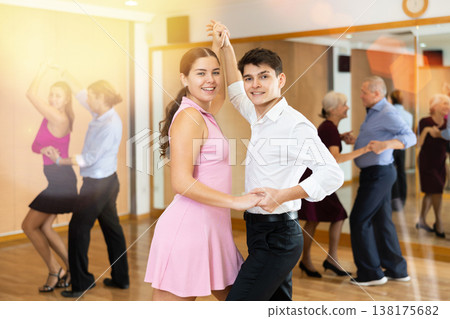young woman with man dance rumba young woman with man dance rumba 138175682