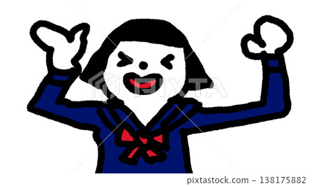 Wasshoi! (圖解:一位身穿水手服、留著波波頭、面帶微笑的女孩) Wasshoi! (圖解:一位身穿水手服、留著波波頭、面帶微笑的女孩) 138175882