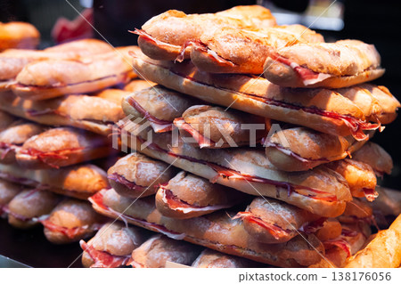 Sandwiches bocadillo. Traditional Spanish fast food Sandwiches bocadillo. Traditional Spanish fast food 138176056