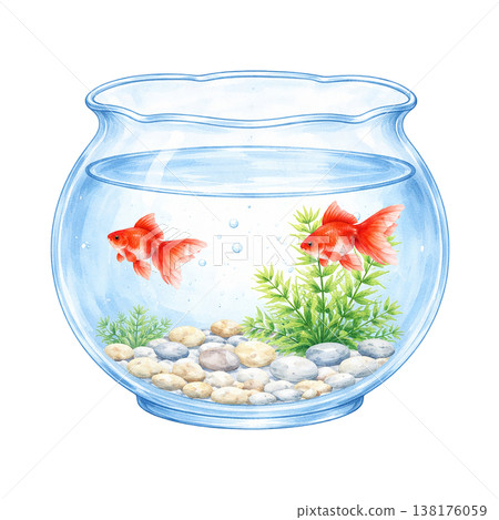 簡潔的金魚缸設計,搭配金魚和水生植物,營造出清涼的夏日水族館氛圍,採用日式設計,以白色為背景。 簡潔的金魚缸設計,搭配金魚和水生植物,營造出清涼的夏日水族館氛圍,採用日式設計,以白色為背景。 138176059