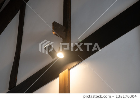 Spotlights illuminating the earthen floor 138176304