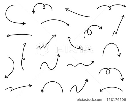 Vector illustration set of hand drawn pointing arrow icons. Direction, hand drawn, simple, arrow 138176506