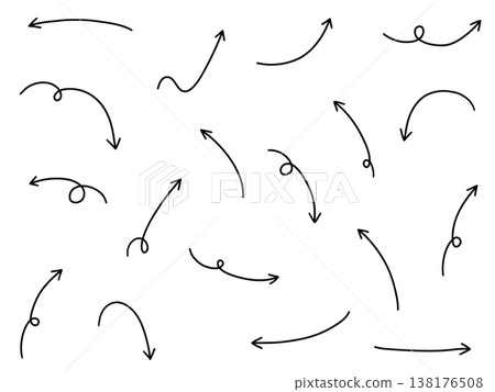Vector illustration set of hand drawn pointing arrow icons. Direction, hand drawn, simple, arrow 138176508
