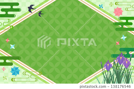 Japanese-style diamond frame for Children's Day (Tango no Sekku) 1_No text_Horizontal Japanese-style diamond frame for Children's Day (Tango no Sekku) 1_No text_Horizontal 138176546