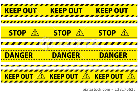 Industrial-style tiger rope & warning tape illustration set 138176625