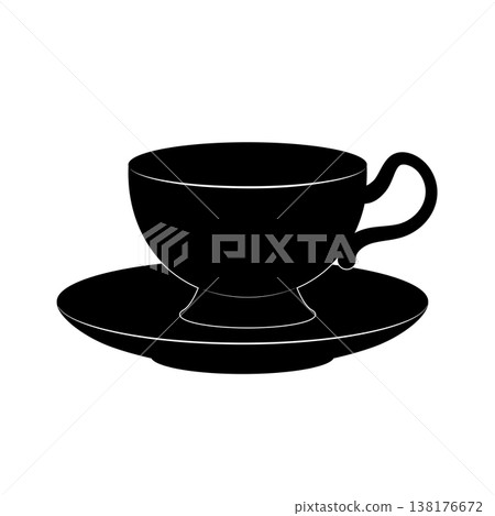 Monochrome antique cup and saucer, porcelain. Monochrome antique cup and saucer, porcelain. 138176672