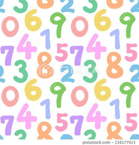 Rough, seamless number pattern (colorful) 138177021