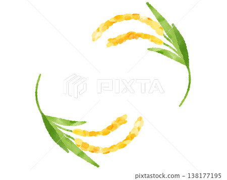 稻稈圍成圓形,彼此相對,水彩插圖,可愛,風格化,留有文字空間,農業,豐收。 稻稈圍成圓形,彼此相對,水彩插圖,可愛,風格化,留有文字空間,農業,豐收。 138177195