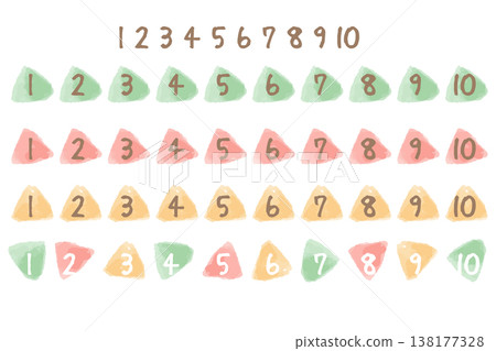 Watercolor Warmth Series | Triangular Flag Number Icons, 3-Color Set (1-10), for Kindergartens and Preschools Watercolor Warmth Series | Triangular Flag Number Icons, 3-Color Set (1-10), for Kindergartens and Preschools 138177328