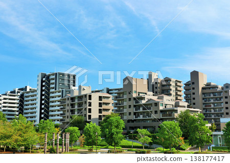 Refreshing blue sky and apartment landscape in the city Refreshing blue sky and apartment landscape in the city 138177417