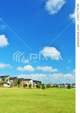 A refreshing blue sky and a park in the city 138177436