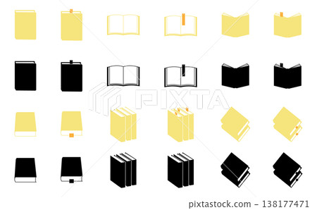 一組不同形狀和角度的書籍圖示插圖。 138177471