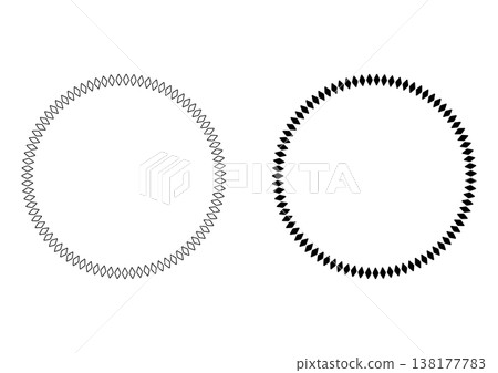 A set of circular frame icons composed of a series of diamond shapes. 138177783