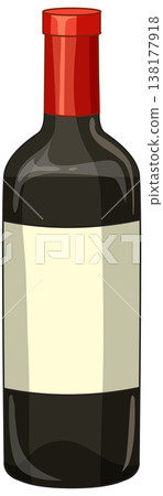 Vector Illustration of a Dark Glass Wine Bottle with Blank Label 138177918