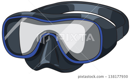 Professional Scuba Diving Mask with Blue Trim Vector Illustration 138177930