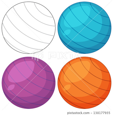 Set of Colorful Fitness Stability Balls for Exercise and Yoga 138177935