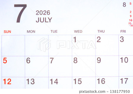 2026 Calendar (July) 2026 Calendar (July) 138177950