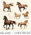 Equestrian Artistry Detailed Horse Illustrations for Creative Projects and Designs 138178126