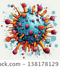 Detailed Artistic Rendering of a Virus Cell with Spikes and Spherical Elements, Medical Concept 138178129