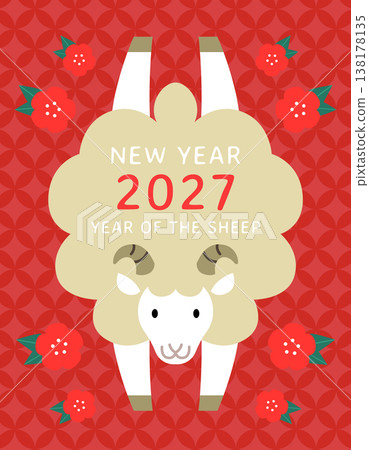 Zodiac new year of the sheep or ram with a flowers patterned Zodiac new year of the sheep or ram with a flowers patterned 138178135