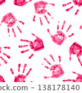 Red Handprints on White Background 138178140
