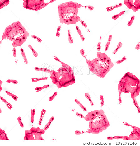 Red Handprints on White Background 138178140