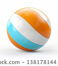 Colorful Beach Ball on White Backdrop Summer Fun, Recreation, and Vacation Concept. Isolated 138178144