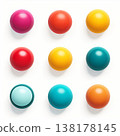 Colorful Spheres Grouped on White Backdrop. Creative Abstract Composition. Top View. 138178145