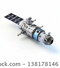 Futuristic Space Station Model on White Background, Isolated. Space Exploration Concept 138178146