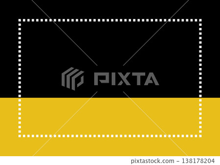 Warning and caution message; simple frame background in black and yellow warning colors; high-contrast two-tone dotted border. 138178204