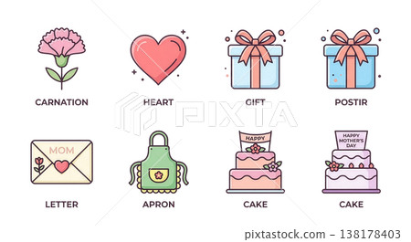 母親節時尚圖示套裝 138178403