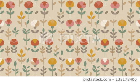 彩色花卉邊框圖案材料 138178406