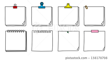 手繪空白便條本和便利貼邊框套裝 138178708