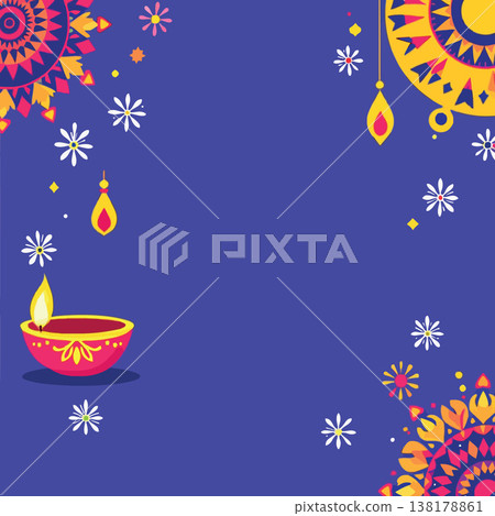 Vsai diwali festival diya lamp and mandala background design Vsai diwali festival diya lamp and mandala background design 138178861