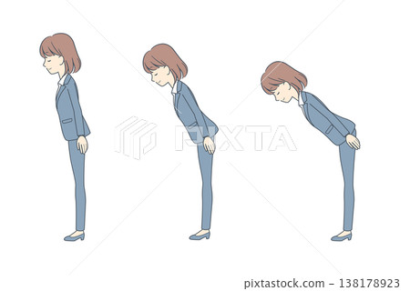 一組描繪弓弦角度的插圖:年輕的女商人 一組描繪弓弦角度的插圖:年輕的女商人 138178923
