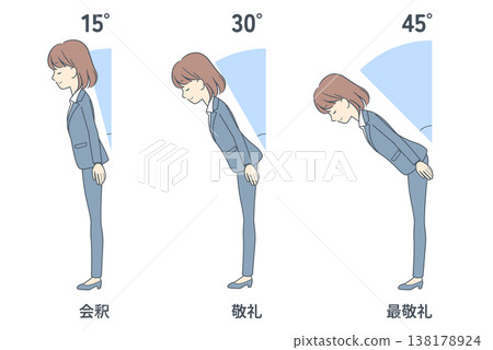一組描繪弓弦角度的插圖：年輕的女商人 138178924