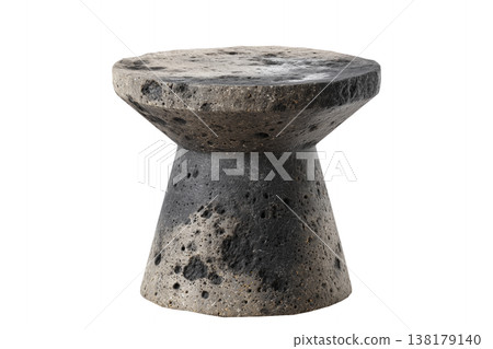 Natural stone podium shown isolated on white background, concept of minimalist decor interior style design 138179140