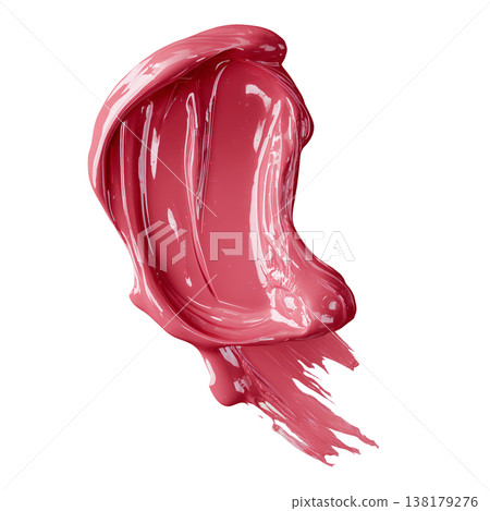 Glossy pink cosmetic cream smear of lip cream lipstick shown in closeup, on white background, concept of beauty skincare Glossy pink cosmetic cream smear of lip cream lipstick shown in closeup, on white background, concept of beauty skincare 138179276