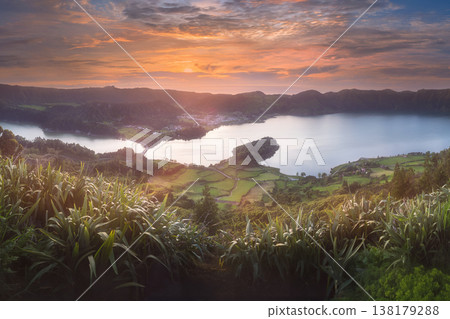 Sao Miguel Island and lake Ponta Delgada, Azores 138179288