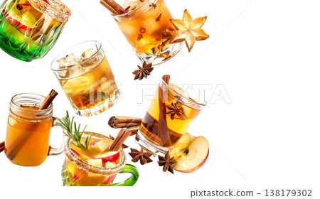 Apple Cinnamon Punch in a green mug with a festive garnish for a celebratory feel Apple Cinnamon Punch in a green mug with a festive garnish for a celebratory feel 138179302