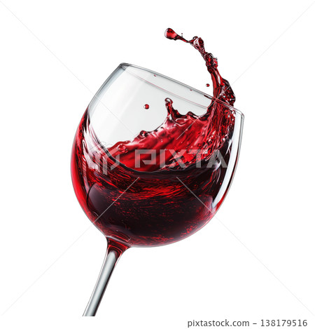 Glass with red wine splash isolated on white background, concept of elegance and celebration 138179516