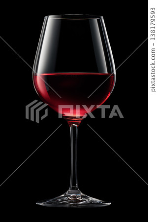 A wine glass filled with red wine isolated on black background with clipping path, symbolizing elegance and refinement A wine glass filled with red wine isolated on black background with clipping path, symbolizing elegance and refinement 138179593
